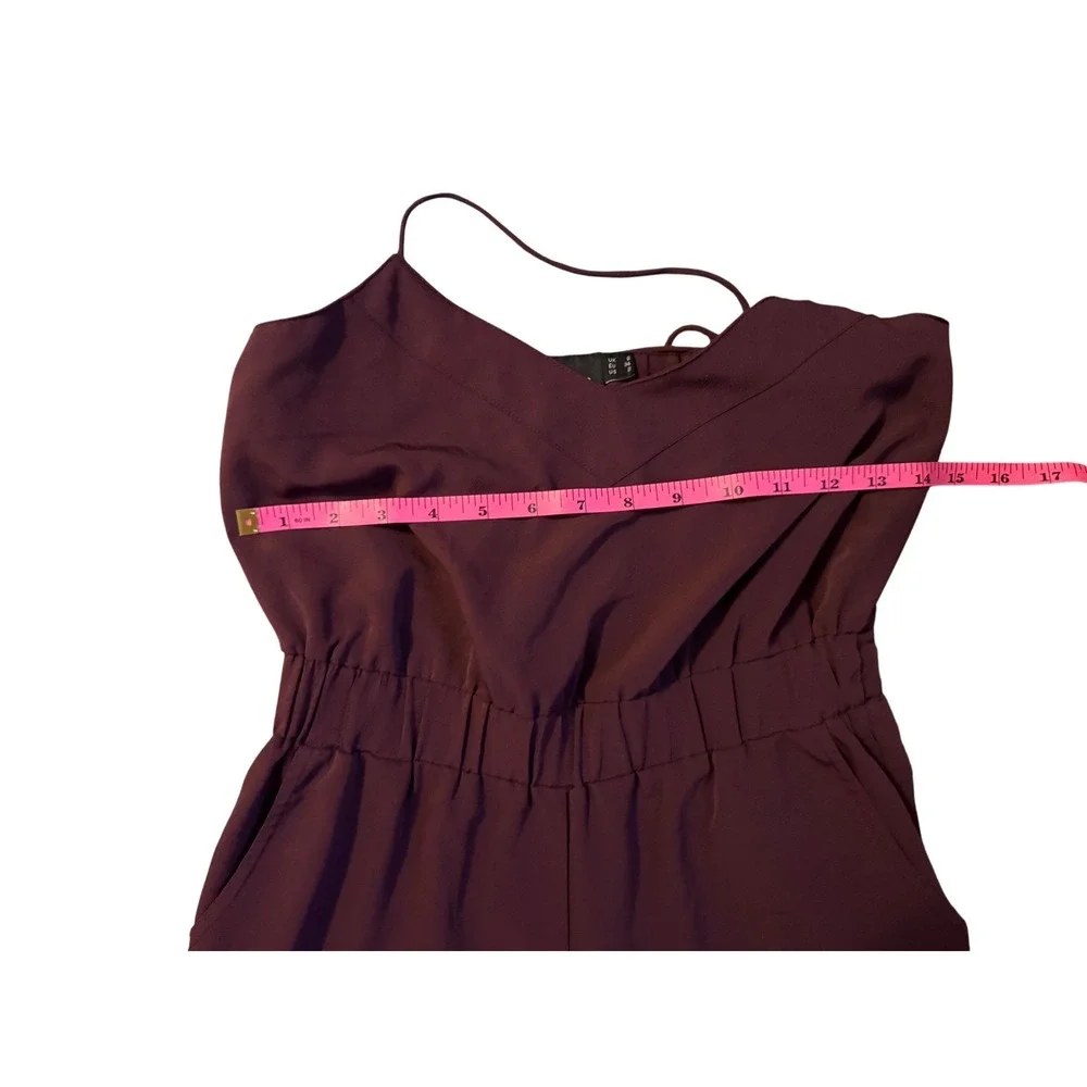 ASOS Plum Burgundy Spaghetti Strap Criss Cross Back Jumpsuit Size‎ US 2